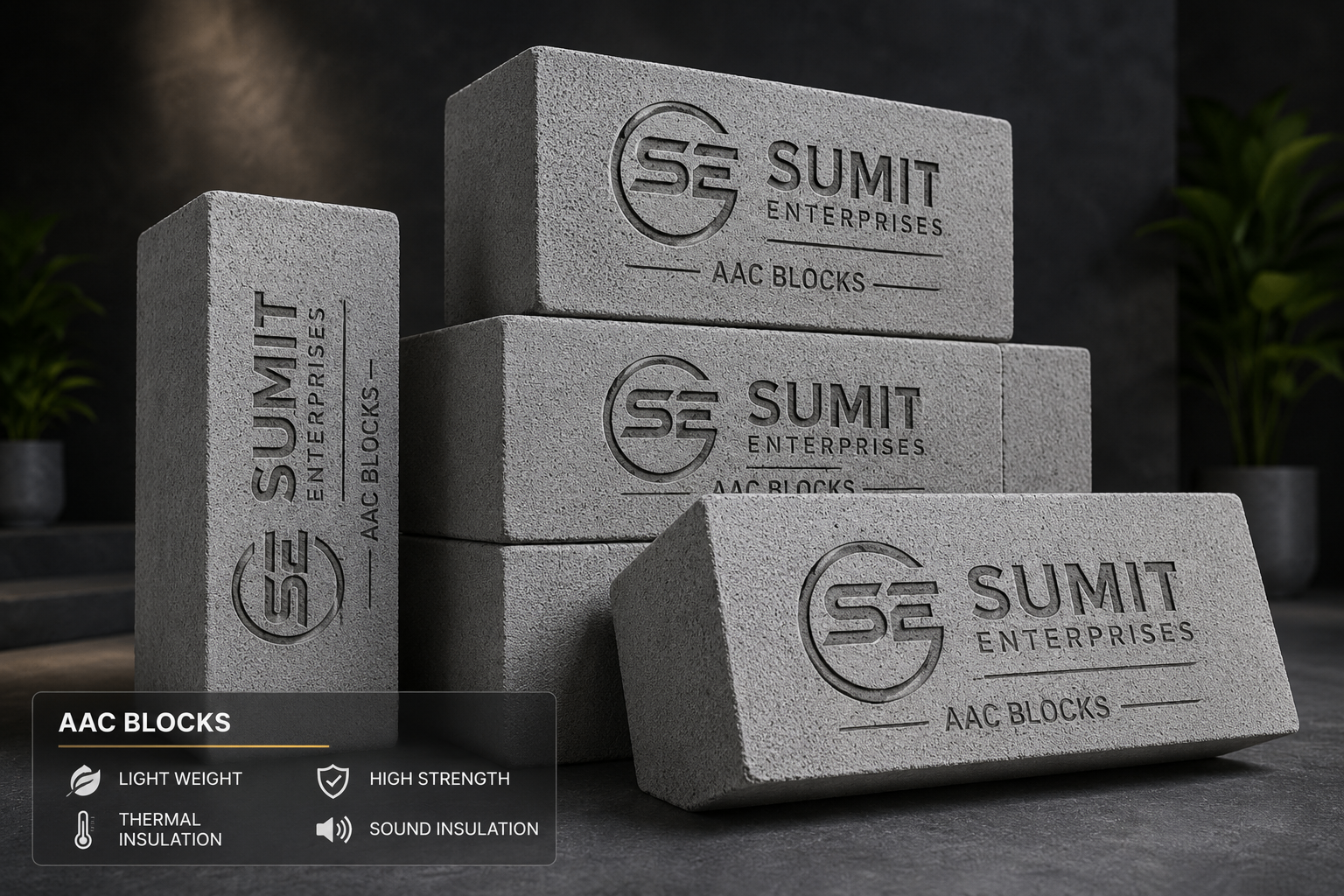 Sumit Enterprises AAC blocks — cinematic product monument